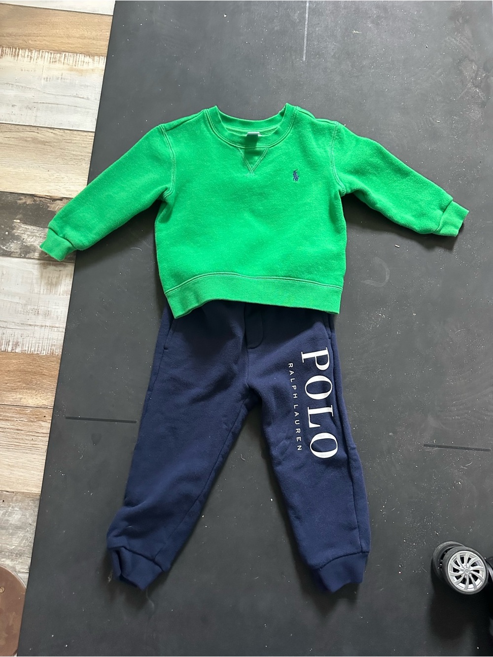 Polo by Ralph Lauren Green Crewneck Sweatshirt with Navy Logo Joggers